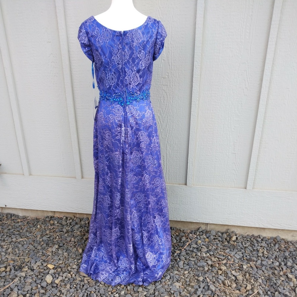 Bonny Prom Dress sz 12 Maxi Lace Jeweled Purple Fairy Romantic Modest Boho NEW - Picture 5 of 10